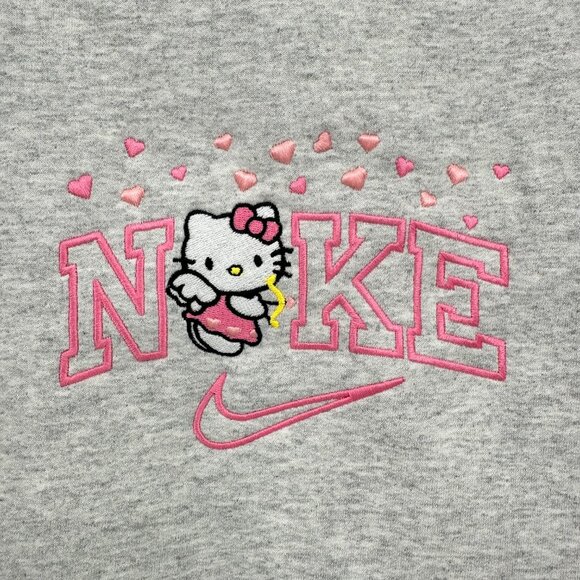 Nike Hello Kitty HOODIE Embroidered Adult Unisex Sweatshirt Valentine Hearts - Picture 3 of 5